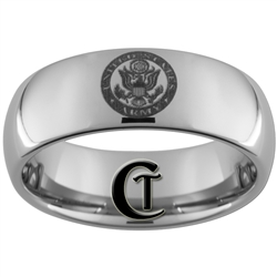 8mm Dome Tungsten Carbide Army Crest Design Ring.