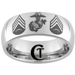 8mm Dome Tungsten Carbide Marines and Sergeant Rank Design.