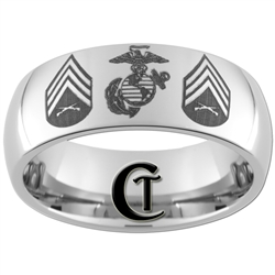 8mm Dome Tungsten Carbide Marines and Sergeant Rank Design.