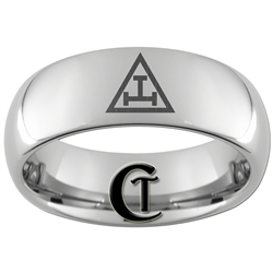 8mm Dome Tungsten Carbide Masonic Design