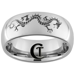 8mm Dome Tungsten Carbide  Dragon Design Ring.