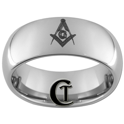 8mm Dome Tungsten Carbide Masonic Design