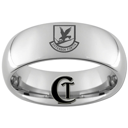 8mm Dome Tungsten Carbide Air Force Security Defensor Fortis Design Ring.