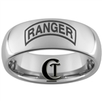 8mm Dome Tungsten Carbide ARMY Ranger Design Ring.