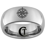 8mm Dome Tungsten Carbide Compass Rose Design Ring.