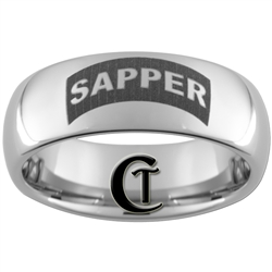 8mm Dome Tungsten Carbide Army Engineer Sapper Design Ring.