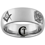 8mm Dome Tungsten Carbide Masonic Design