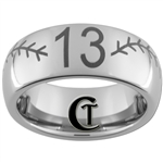 8mm Dome Tungsten Carbide Baseball Stich And Number Design