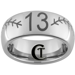 8mm Dome Tungsten Carbide Baseball Stich And Number Design
