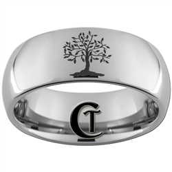 8mm Dome Tungsten Carbide Tree Of Life Ring Design