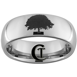 8mm Dome Tungsten Carbide Tree Ring Design