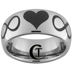 8mm Dome Tungsten Carbide Infinity Hearts Design
