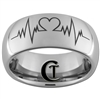 8mm Dome Tungsten Carbide Heart Outline EKG Design