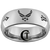 8mm Dome Tungsten Carbide  Masonic Air Force Design.