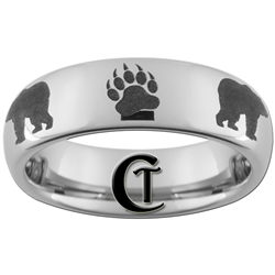 8mm Dome Tungsten Carbide Bears & Bear Tracks Design Ring.