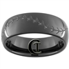 8mm Black Dome Tungsten Carbide Baseball Stich Design