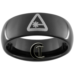 8mm Black Dome Tungsten Carbide Laser Symbol Design