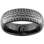 8mm Black Dome Tungsten Carbide Tire Tread Design Ring