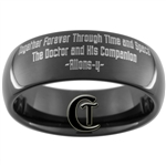 8mm Black Dome Tungsten Carbide Doctor Who Gallifreyan and Quote Design