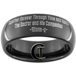 8mm Black Dome Tungsten Carbide Doctor Who Gallifreyan and Quote Design