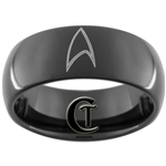 8mm Black Dome Tungsten Carbide Star Trek Design