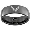 8mm Black Dome Tungsten Carbide Air Force Logo Design.