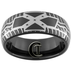 8mm Black Dome Tungsten Carbide Rebel Tire Tread Design Ring.