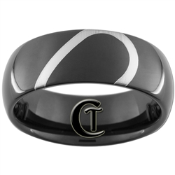 8mm Black Dome Tungsten Carbide Half Heart Design