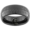 8mm Black Dome Tungsten Carbide Tire Tread Design Ring.