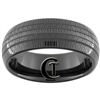 8mm Black Dome Tungsten Carbide Tire Tread Design Ring.