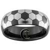 8mm Black Dome Tungsten Carbide Soccer Design Ring