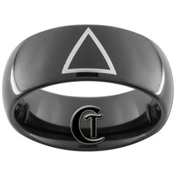 8mm Black Dome Tungsten Carbide Celtic Triangle Design