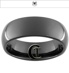 8mm Black Dome Tungsten Carbide Spider-Man Design Ring