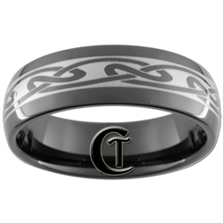 8mm Black Dome Tungsten Carbide Celtic Design