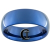 8mm Blue Dome Tungsten Carbide Ring