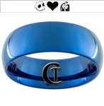 8mm Blue Dome Tungsten Carbide Jack and Sally Design Ring