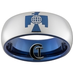 8mm Blue Dome Tungsten Carbide Thunderbird Design Ring