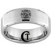 8mm Double Beveled Stoned Finished Tungsten Carbide Fire Department Design