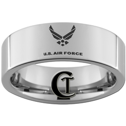 8mm Pipe Tungsten Carbide U.S. Air Force Logo Design.