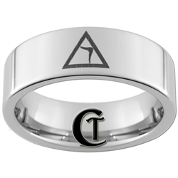 8mm Pipe Tungsten Carbide Masonic Design