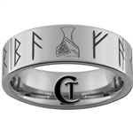 8mm Tungsten Carbide Pipe Runes Tattoo Design Ring