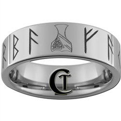 8mm Tungsten Carbide Pipe Runes Tattoo Design Ring