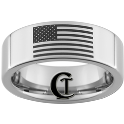 8mm Pipe Tungsten Carbide America Flag Ring Design