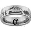 8mm Pipe Tungsten Carbide Bear Scene Design Ring