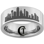 8mm Pipe Tungsten Carbide Dallas Skyline Design Satin Finish