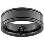 8mm Black Pipe Two Groove Tungsten Carbide Ring