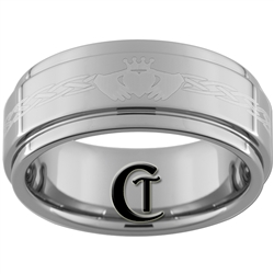 9mm 1 Step Pipe Tungsten Carbide Claddagh Celtic Ring Design