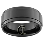 9mm Black 1 Step Pipe Tungsten Carbide Ring