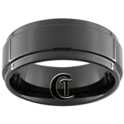 9mm Black 1 Step Pipe Tungsten Carbide Ring