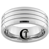 9mm Beveled 3 Groove Tungsten Carbide Ring